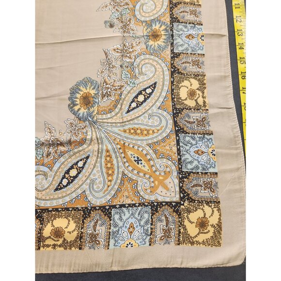 Paisley Floral 27 inch Square Scarf Beige Multicolor Accessory - Picture 4 of 12